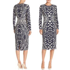 Women's Dress, Long Sleeve Navy Blue Midi Dress, Maggy London Brand Size 4